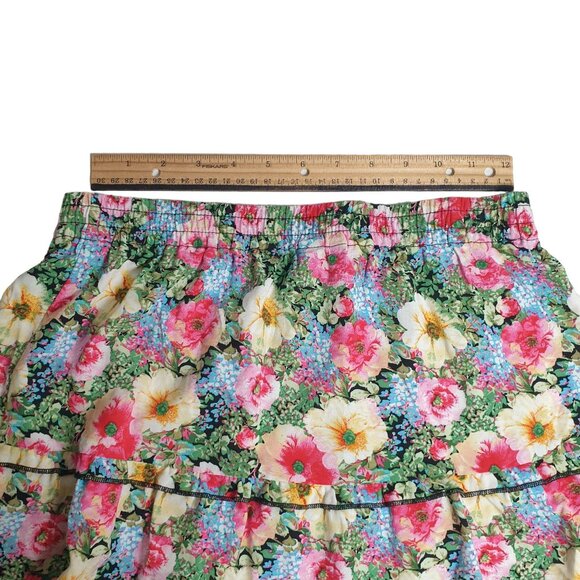 Vero Moda Floral A Line Skirt S Multicolor Flowers Viscos Stretch 26 In Elastic - Picture 5 of 5